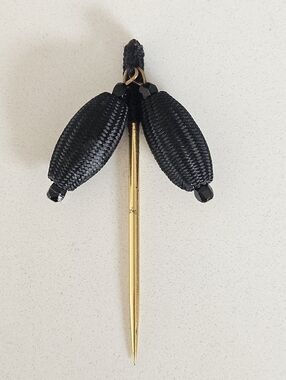 Antique French Victorian Gold Braided Mourning Stick Pin
